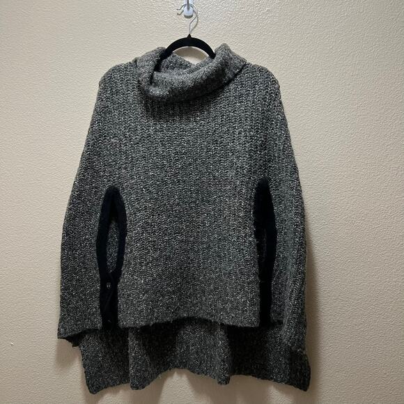 Something Else By Natalie Wood Gray Knit Turtleneck Shawl Pullover Sweater Sz L - Picture 2 of 9